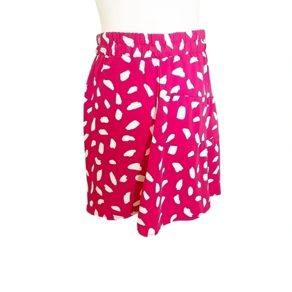 Umgee NWT Hot Pink Dalmatian Print Flounce Pull On Shorts Coquette Girl Size S
